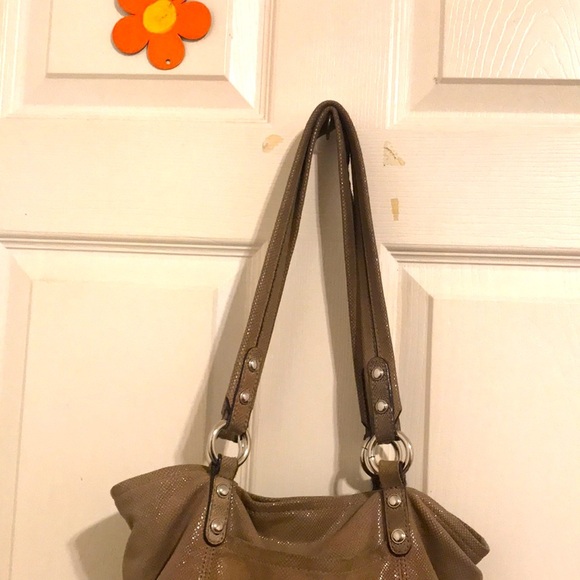 B.MAKOWSKY 3 COMPARTMENT SHOULDER BAG PURSE BROWNISH GREEN GOLDTONE HARDWARE . - Picture 5 of 12